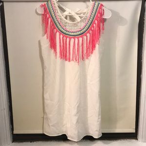 White colorful fringe dress